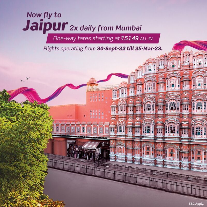 Vistara to fly twice daily direct Mumbai- Jaipur from 30 Sept